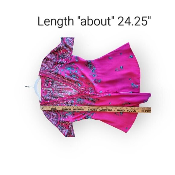 Free People Fuchsia Balloon Sleeve Blouse Size S - Picture 10 of 13